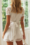 Fashion Street Solid Split Joint V Neck A Line Dresses