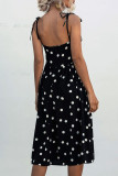 Fashion Casual Dot Frenulum Spaghetti Strap A Line Dresses