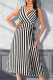 Fashion Elegant Striped Split Joint Frenulum V Neck A Line Dresses