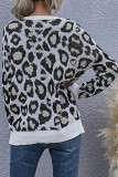 Fashion Street Leopard Split Joint V Neck Tops