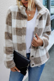 Fashion Street Adult Polyester Plaid Split Joint Buttons Mandarin Collar Outerwear