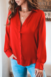 Casual Elegant Solid Split Joint Buckle Turndown Collar Tops