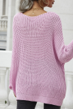 Casual Solid V Neck Tops Sweater
