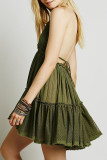 Fashion Street Polka Dot Split Joint V Neck Irregular Dresses