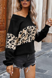 Fashion Street Leopard Split Joint V Neck Tops
