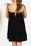 Sweet Solid Frenulum Flounce Strapless A Line Dresses