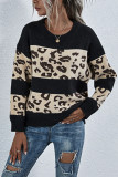 Fashion Casual Print Split Joint O Neck Tops