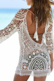 Fashion Vacation Solid Hollowed Out Swimwears Cover Up