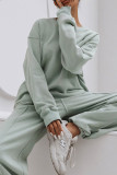 Fashion Sportswear Solid Split Joint O Neck Long Sleeve Two Pieces