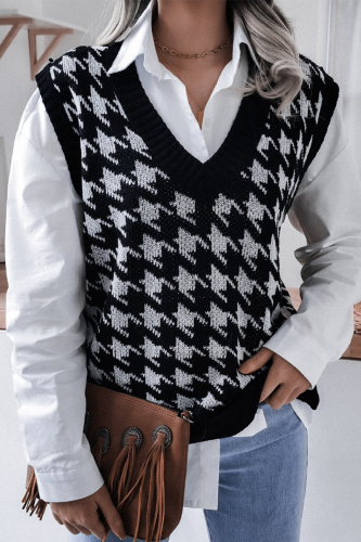 Casual Print Split Joint V Neck Tops