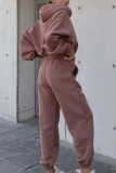 Fashion Sportswear Solid Hooded Collar Long Sleeve Two Pieces