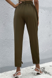 Casual Solid Capris With Belt Harlan Solid Color Bottoms