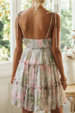 Fashion Bohemian Print Split Joint Spaghetti Strap Beach Dresses