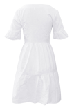 Casual Solid Split Joint Pocket V Neck A Line Dresses