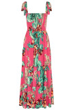 Fashion Bohemian Print Split Joint Spaghetti Strap Printed Dresses