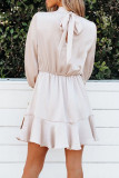 Fashion Street Adult Solid Split Joint Half A Turtleneck Long Sleeve Mini A Line Dresses