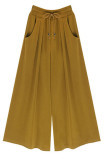 Fashion Casual Solid Frenulum Loose Mid Waist Wide Leg Bottoms