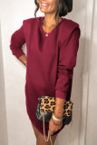 Fashion Casual Solid Split Joint O Neck Pencil Skirt Dresses