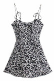 Fashion Street Print Split Joint Spaghetti Strap A Line Dresses
