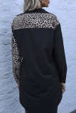 Fashion Street Leopard Split Joint Without Belt Turndown Collar Tops