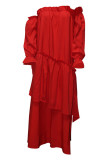 Fashion Street Solid Split Joint Off the Shoulder Irregular Dresses