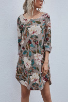 Fashion Casual Print O Neck A Line Dresses
