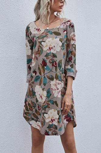 Fashion Casual Print O Neck A Line Dresses