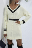 Fashion Street Solid Split Joint V Neck Tops