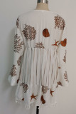 Fashion Sweet Print Tassel V Neck Dresses