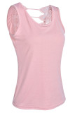 Fashion Street Solid Backless O Neck Tops