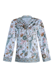 Street Print Split Joint Buttons Mandarin Collar Tops