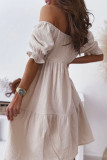Fashion Casual Solid Split Joint Off the Shoulder Princess Dresses