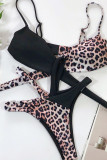 Fashion Sexy Leopard Split Joint Swimwears