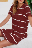 Fashion Casual Striped Split Joint O Neck A Line Dresses
