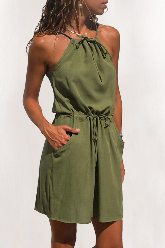 Fashion Simplicity Print Split Joint Spaghetti Strap A Line Dresses