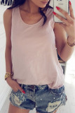 Fashion Street Solid Backless O Neck Tops