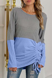 Fashion Casual Solid Split Joint O Neck T-Shirts