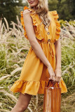 Fashion Bohemian Solid Split Joint V Neck A Line Dresses