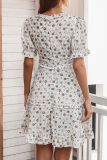Casual Elegant Print Split Joint Stringy Selvedge V Neck A Line Dresses