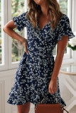 Fashion Street Print Split Joint V Neck Irregular Dresses