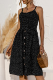 Fashion Casual Print Split Joint Spaghetti Strap A Line Dresses