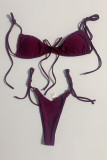 Fashion Simplicity Solid Frenulum Swimwears