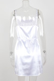 Fashion Street Solid Spaghetti Strap A Line Dresses