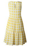 Fashion Street Plaid Split Joint O Neck Princess Dresses