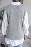 Casual Solid Hollowed Out V Neck Tops Sweater