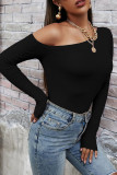 Fashion Casual Solid Split Joint Oblique Collar T-Shirts