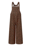 Casual Floral Split Joint Pocket Square Collar Regular Jumpsuits