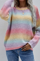Casual Tie Dye Basic O Neck Tops Sweater