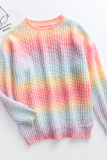 Casual Tie Dye Basic O Neck Tops Sweater