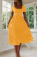 Fashion Street Print Split Joint Square Collar A Line Dresses